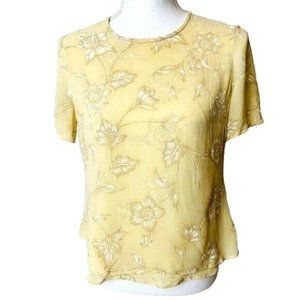 Escada Silk Floral Design Blouse Size Small